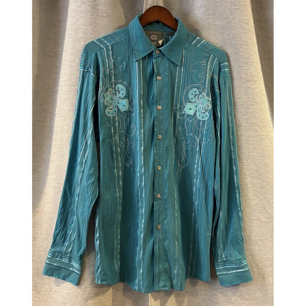 Lamasini Western Style Shirt Size L Button‎ Down Embroidered